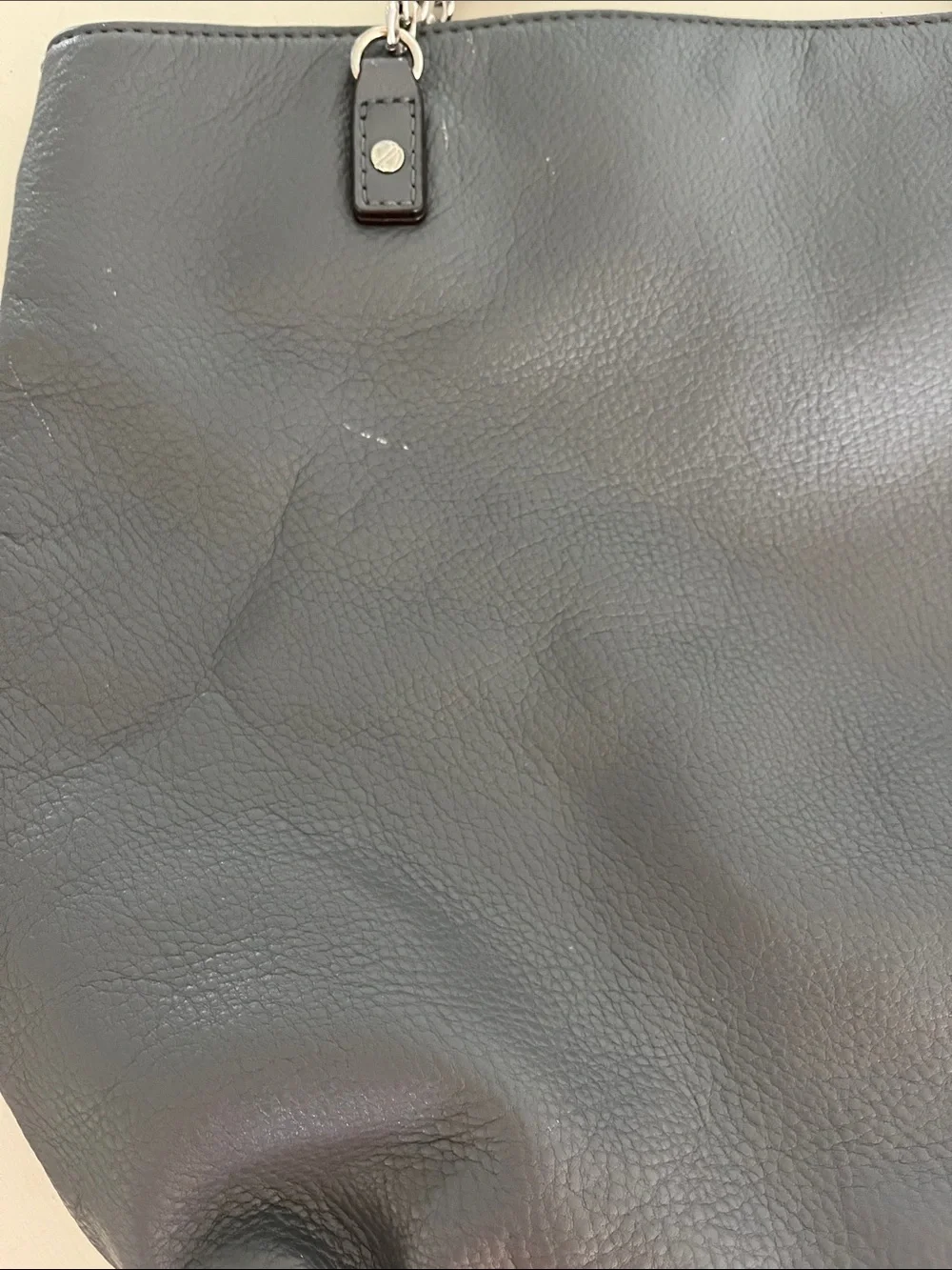 Michael Kors Gray Leather Tote with Chain-Accent Straps